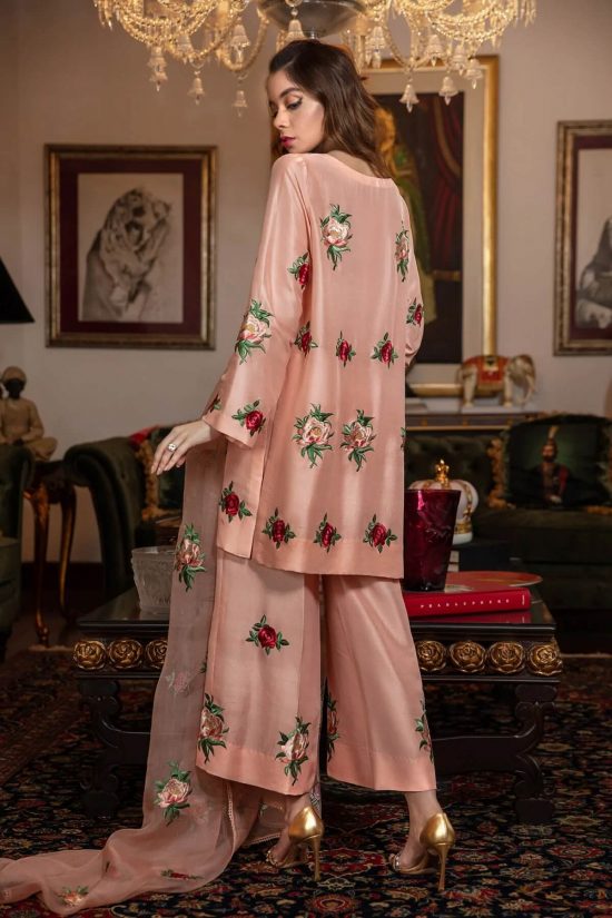 HONEY WAQAR fully embroidered silk with organza dupatta | HONEY WAQAR winter collections 2022