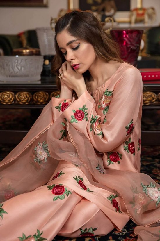 HONEY WAQAR fully embroidered silk with organza dupatta | HONEY WAQAR winter collections 2022