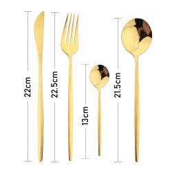 24Pcs Golden Cutlery Set Stainless Steel Knife Fork Spoon Tableware Flatware Set Festival Kitchen Dinnerware Gift