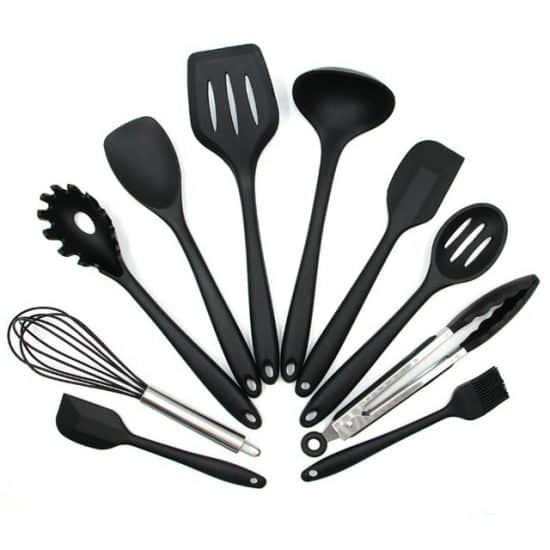 Silicone Kitchenware Cooking Utensils Set 5/10/12Pcs Non-Stick Spatula Set With Wooden Handle Kitchen Baking Tools Accessories
