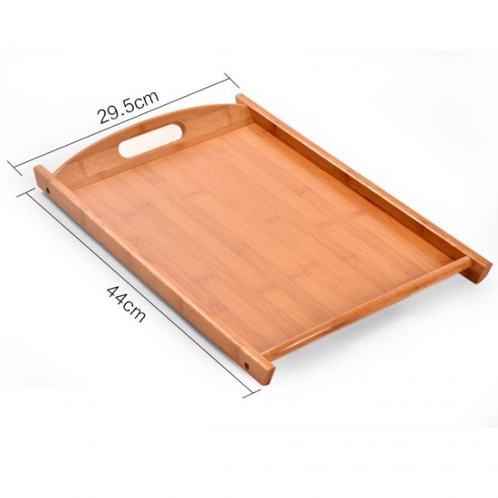 Nileco Wooden Serving Tray,Rectangle with Handles Serving Tray,Stylish Handmade Bamboo Tray,Serving Tray Large Dinner Drink Birthdays