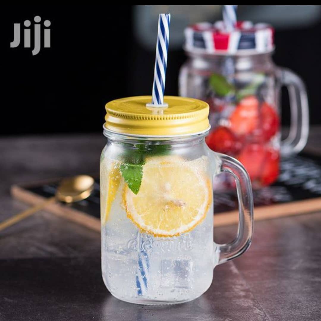 Mason Jar Drinking Glass Colorful lids with Straw Hole Lids