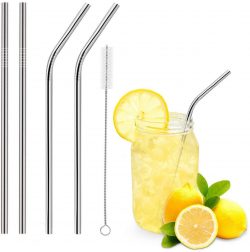 Metal Drinking Reusable Straw Eco-Friendly Durable Kitchen Utensils Food Grade Metal Drinkware For Dining Smoothies Milkshake Drinks Tea Milk Cocktails