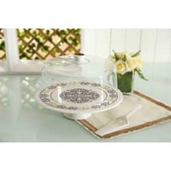 Ceramic Elegant Marble Print Cake Plate with Acrylic Lid