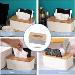 White Elegant Removable Top Wooden Cover Tissue box