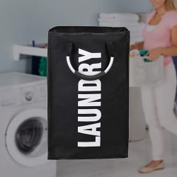 Ladiesshop Laundry Hamper Home Organization Foldable Folding Dirty Laundry Basket for Laundry Room Black