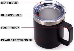 Stainless Steel Coffee Mug Cup with Lid and Handle