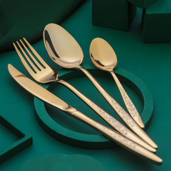 Premium 24-Piece Golden Cutlery Set - 6 Persons