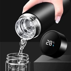 Stainless Steel Thermos Sports Water Bottle with LED Temperature Display/Double Wall Vacuum Insulated Leak Proof/Stay Hot Cold for 24 Hrs/Travel Modern Mug with Vacuum Thermos Flask