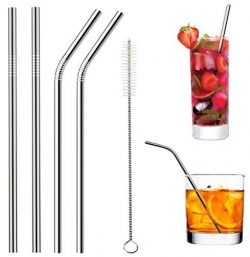 Metal Drinking Reusable Straw Eco-Friendly Durable Kitchen Utensils Food Grade Metal Drinkware For Dining Smoothies Milkshake Drinks Tea Milk Cocktails